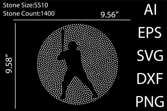 Baseball Man Rhinestone Templates for T-Shirt Designs