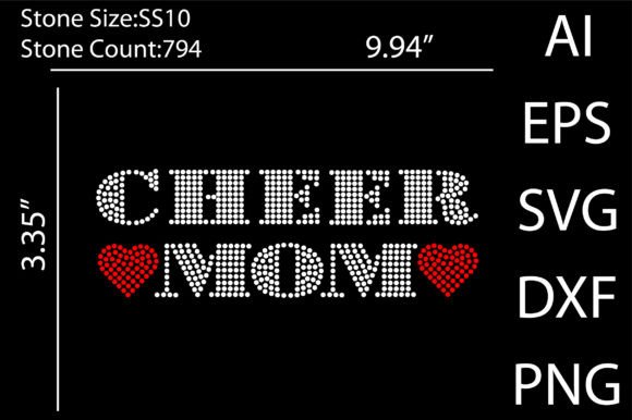 Cheer Mom Rhinestone Templates for T-Shirt Designs