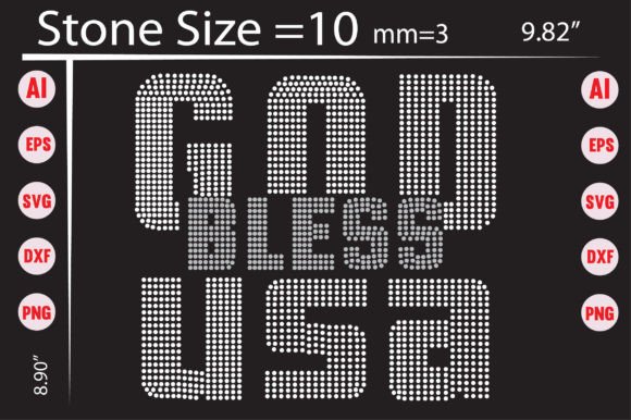 God Bless USA Rhinestone Templates for Patriotic T-Shirt Graphics