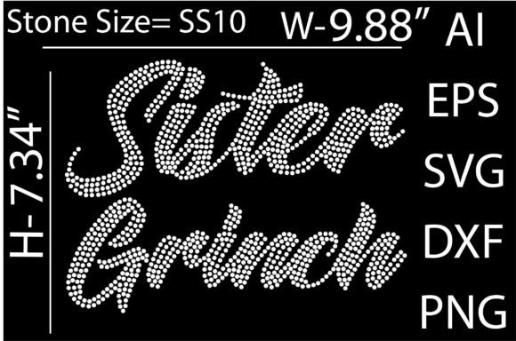 Sister Grinch Rhinestone Templates for T-Shirt Designs