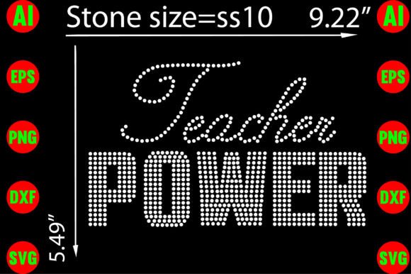 Teacher Power Rhinestone Templates for Bold T-Shirt Graphics